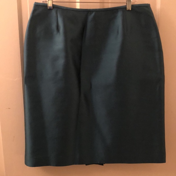 Talbots teal silk suit size 16 jacket and size 16 petite skirt - Picture 6 of 10